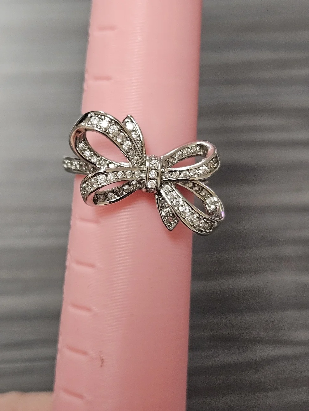 NEW Crystalled Bow Silver-Tone Ring Multiple Sizes Available